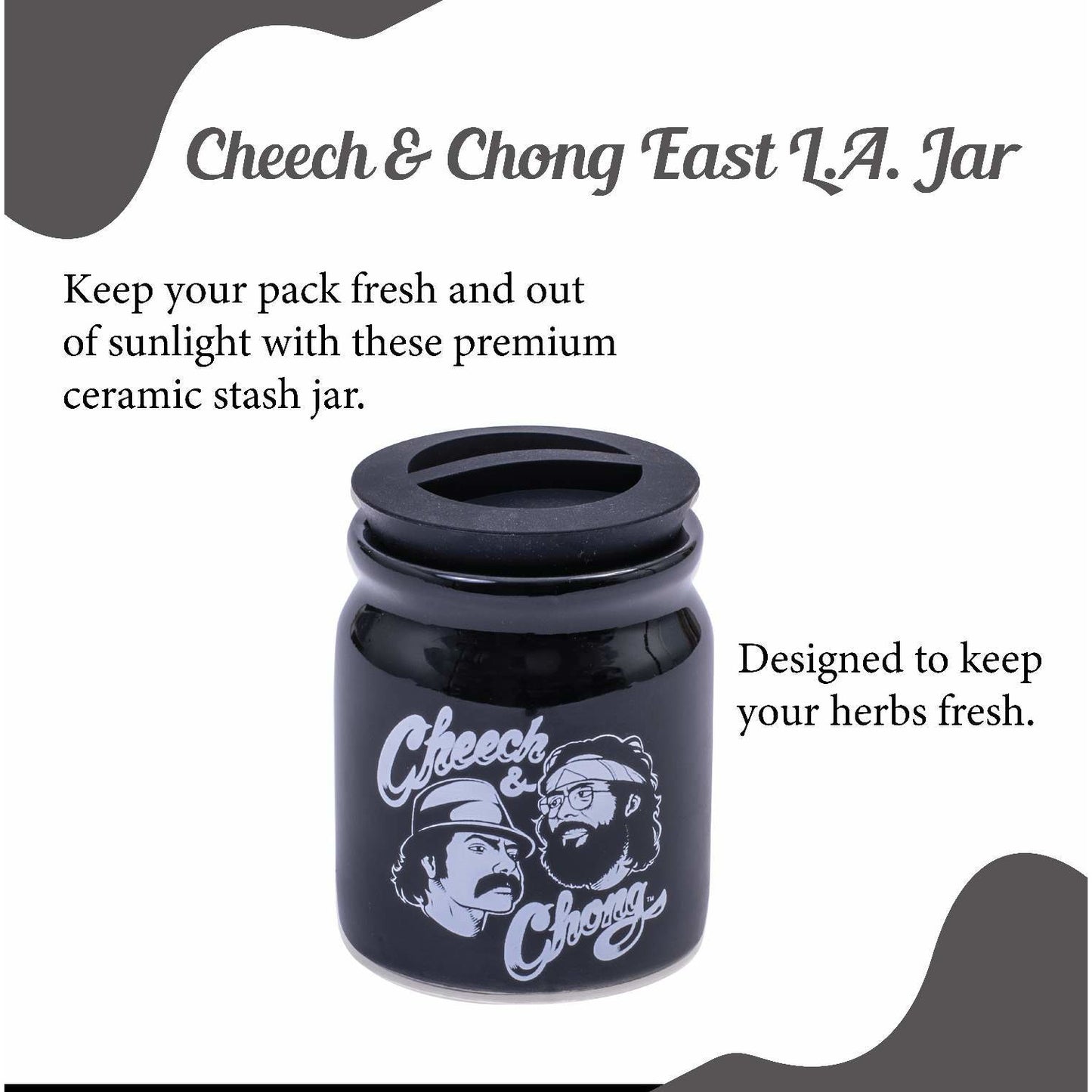 Cheech and Chong Ceramic Storage & Stash Jar for home and outdoor - | Storage Jars | Containers | Canisters - 3oz Stache Jar Design - White