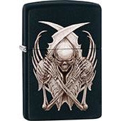 Zippo Windproof Metal Design Fire Lighter - Lifetime Refillable, Reusable Lighter for Smokers – Genuine Premium, Durable, Heavy Quality Chrome Finish Case - Gladiator Skeleton