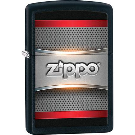 Zippo Windproof Metal Design Fire Lighter - Lifetime Refillable, Reusable Lighter for Smokers – Genuine Premium, Durable, Heavy Quality Chrome Finish Case - Red Bar Zippo Abstract