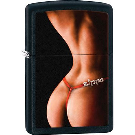 Zippo Windproof Metal Design Fire Lighter - Lifetime Refillable, Reusable Lighter for Smokers – Genuine Premium, Durable, Heavy Quality Chrome Finish Case - Girl in Skinny Red Thong