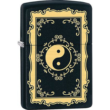 Zippo Windproof Metal Design Fire Lighter - Lifetime Refillable, Reusable Lighter for Smokers – Genuine Premium, Durable, Heavy Quality Chrome Finish Case - Yin & Yang Design