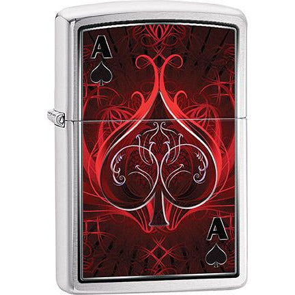 Zippo Windproof Metal Design Fire Lighter - Lifetime Refillable, Reusable Lighter for Smokers – Genuine Premium, Durable, Heavy Quality Chrome Finish Case - Red Black Fusion Ace of Spades