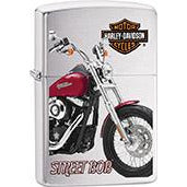 Zippo Windproof Metal Design Fire Lighter - Lifetime Refillable, Reusable Lighter for Smokers – Genuine Premium, Durable, Heavy Quality Chrome Finish Case - Harley-Davidson Street Bob Bike