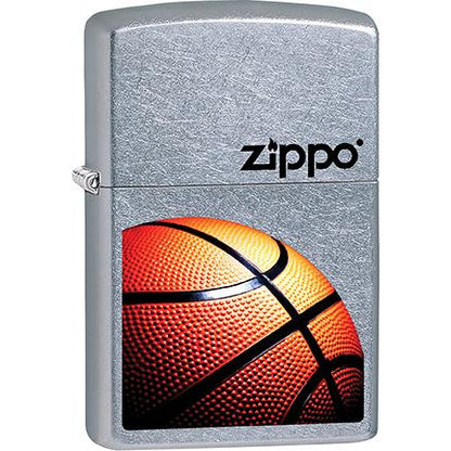 Zippo Windproof Metal Design Fire Lighter - Lifetime Refillable, Reusable Lighter for Smokers – Genuine Premium, Durable, Heavy Quality Chrome Finish Case - Zippo Basketball