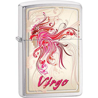 Zippo Windproof Metal Design Fire Lighter - Lifetime Refillable, Reusable Lighter for Smokers – Genuine Premium, Durable, Heavy Quality Chrome Finish Case - Virgo