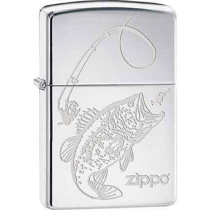 Zippo Windproof Metal Design Fire Lighter - Lifetime Refillable, Reusable Lighter for Smokers – Genuine Premium, Durable, Heavy Quality Chrome Finish Case - Wild Trout Fishing Rod