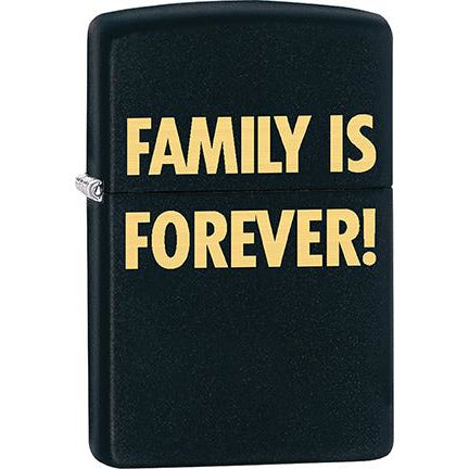 Zippo Windproof Metal Design Fire Lighter - Lifetime Refillable, Reusable Lighter for Smokers – Genuine Premium, Durable, Heavy Quality Chrome Finish Case - "Family Is Forever!"