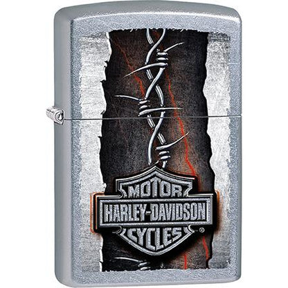 Zippo Windproof Metal Design Fire Lighter - Lifetime Refillable, Reusable Lighter for Smokers – Genuine Premium, Durable, Heavy Quality Chrome Finish Case - Harley-Davidson Spiked Chain