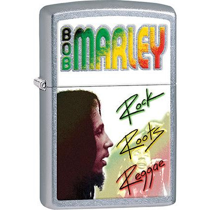 Zippo Windproof Metal Design Fire Lighter - Lifetime Refillable, Reusable Lighter for Smokers – Genuine Premium, Durable, Heavy Quality Chrome Finish Case - Bob Marley Rock Roots Reggae