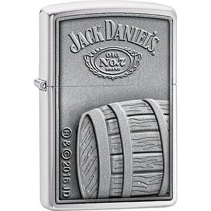 Zippo Windproof Metal Design Fire Lighter - Lifetime Refillable, Reusable Lighter for Smokers – Genuine Premium, Durable, Heavy Quality Chrome Finish Case - Jack Daniel's Barrel