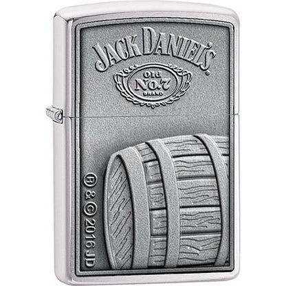 Zippo Windproof Metal Design Fire Lighter - Lifetime Refillable, Reusable Lighter for Smokers – Genuine Premium, Durable, Heavy Quality Chrome Finish Case - Jack Daniel's Barrel