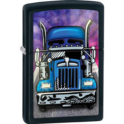 Zippo Windproof Metal Design Fire Lighter - Lifetime Refillable, Reusable Lighter for Smokers – Genuine Premium, Durable, Heavy Quality Chrome Finish Case - Blue Truck