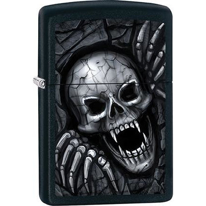 Zippo Windproof Metal Design Fire Lighter - Lifetime Refillable, Reusable Lighter for Smokers – Genuine Premium, Durable, Heavy Quality Chrome Finish Case - Vampire Skull