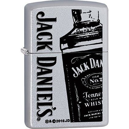 Zippo Windproof Metal Design Fire Lighter - Lifetime Refillable, Reusable Lighter for Smokers – Genuine Premium, Durable, Heavy Quality Chrome Finish Case - Black Jack Daniel's Bottle