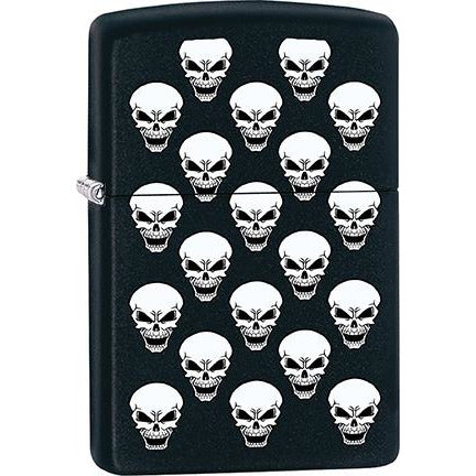 Zippo Windproof Metal Design Fire Lighter - Lifetime Refillable, Reusable Lighter for Smokers – Genuine Premium, Durable, Heavy Quality Chrome Finish Case - White Skulls