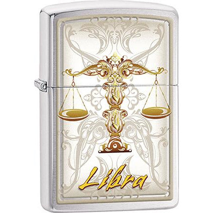 Zippo Windproof Metal Design Fire Lighter - Lifetime Refillable, Reusable Lighter for Smokers – Genuine Premium, Durable, Heavy Quality Chrome Finish Case - Libra