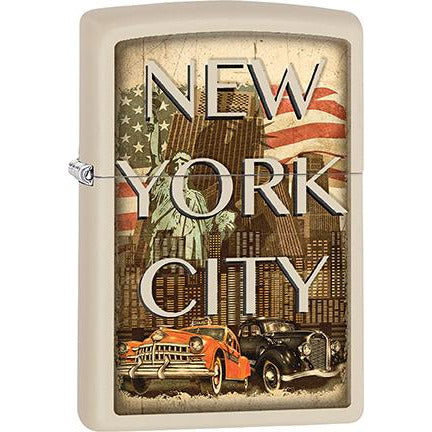 Zippo Windproof Metal Design Fire Lighter - Lifetime Refillable, Reusable Lighter for Smokers – Genuine Premium, Durable, Heavy Quality Chrome Finish Case - New York City Symbolic