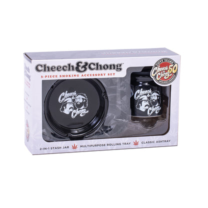 Cheech and Chong 3 in 1 Gift Set Rolling Tray, Ceramic Ashtray, and Stash Storage Jar