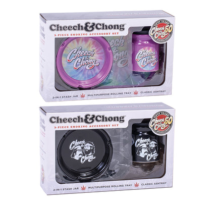 Cheech and Chong 3 in 1 Gift Set Rolling Tray, Ceramic Ashtray, and Stash Storage Jar