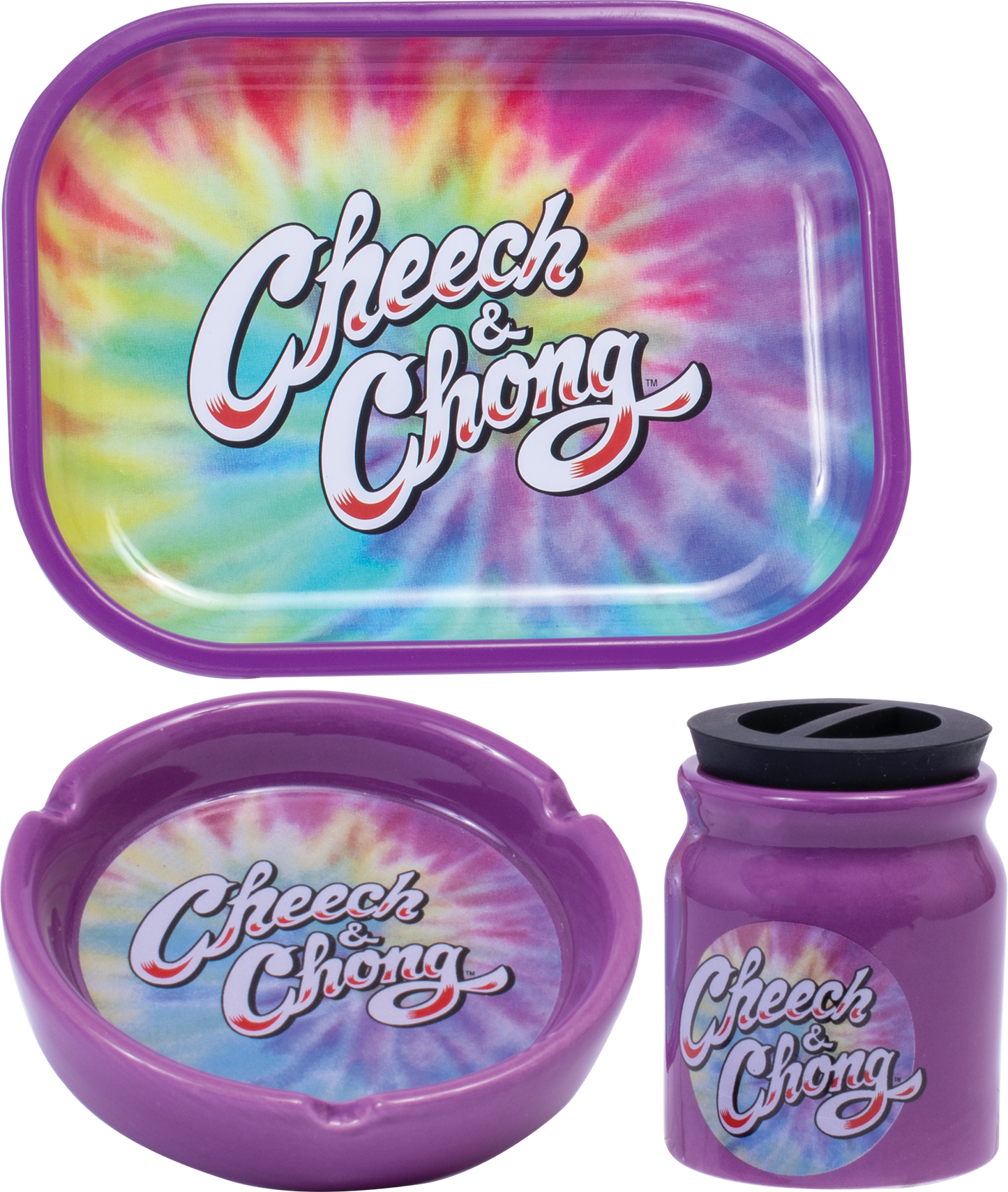 Cheech and Chong 3 in 1 Gift Set Rolling Tray, Ceramic Ashtray, and Stash Storage Jar