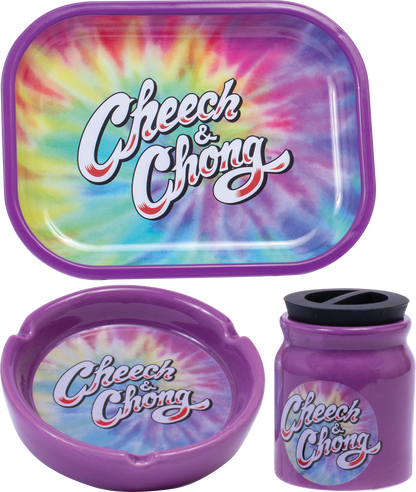 Cheech and Chong 3 in 1 Gift Set Rolling Tray, Ceramic Ashtray, and Stash Storage Jar