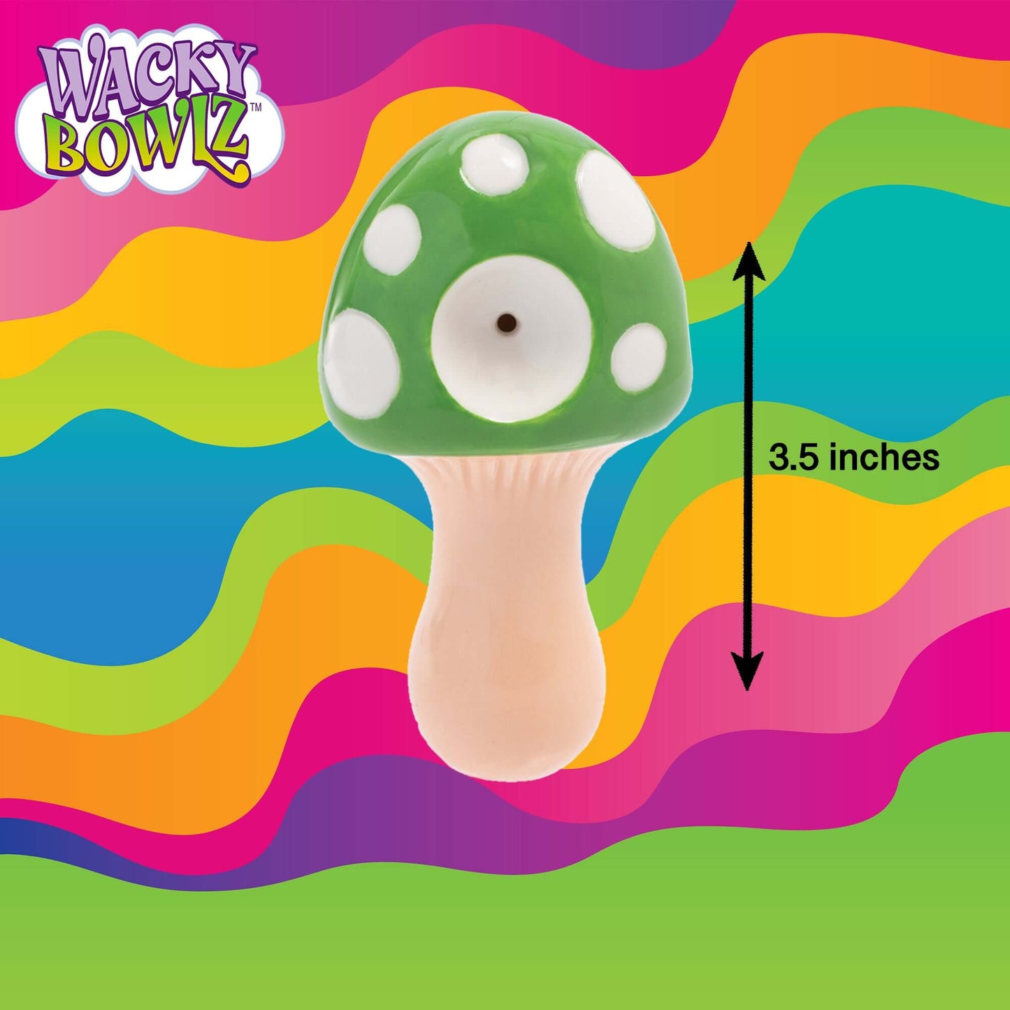 3.5" Green Mushroom Ceramic Pipe - Wacky Bowlz