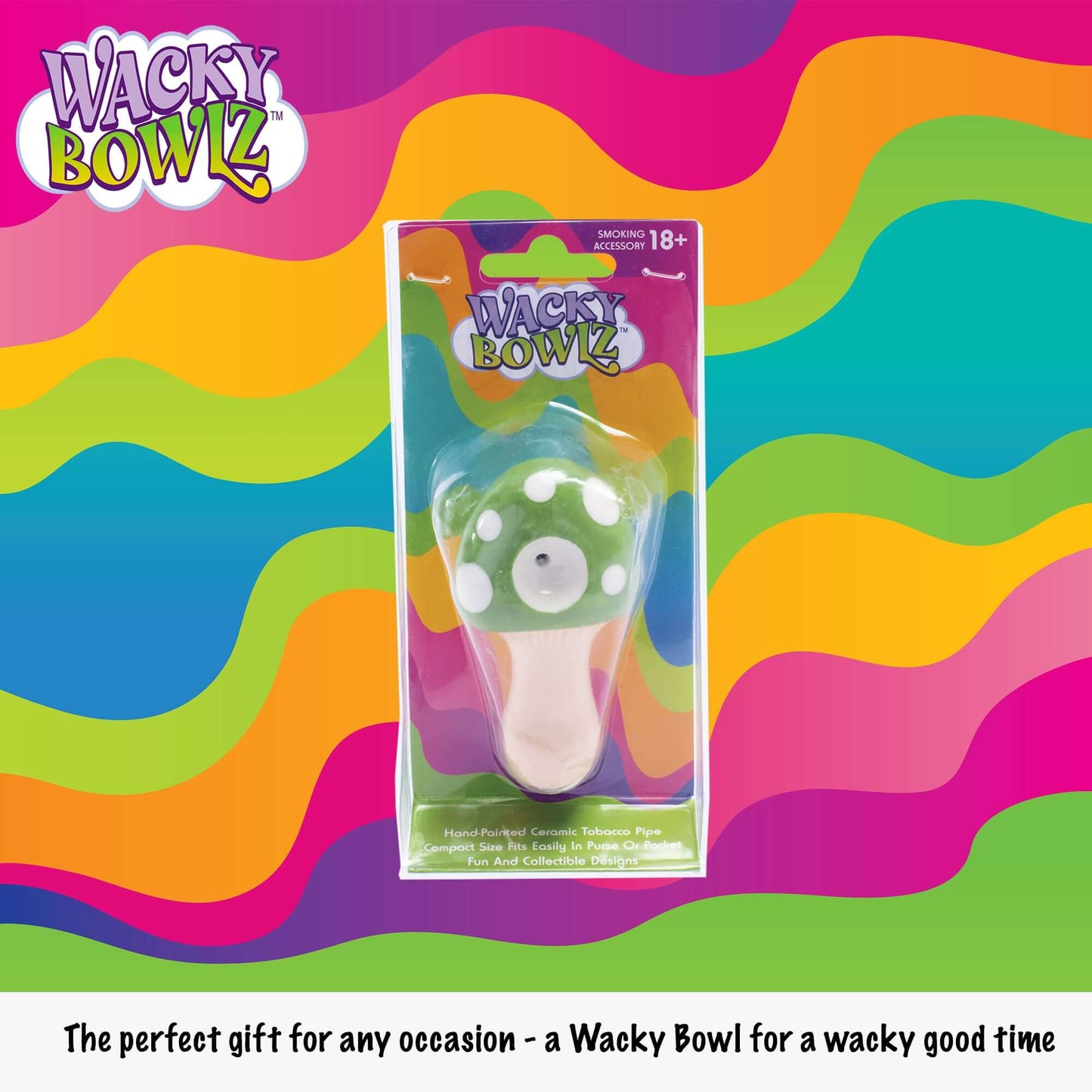 3.5" Green Mushroom Ceramic Pipe - Wacky Bowlz