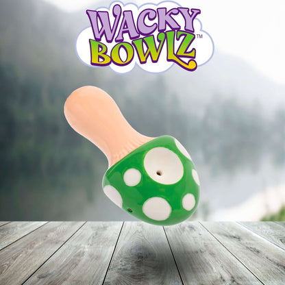 3.5" Green Mushroom Ceramic Pipe - Wacky Bowlz