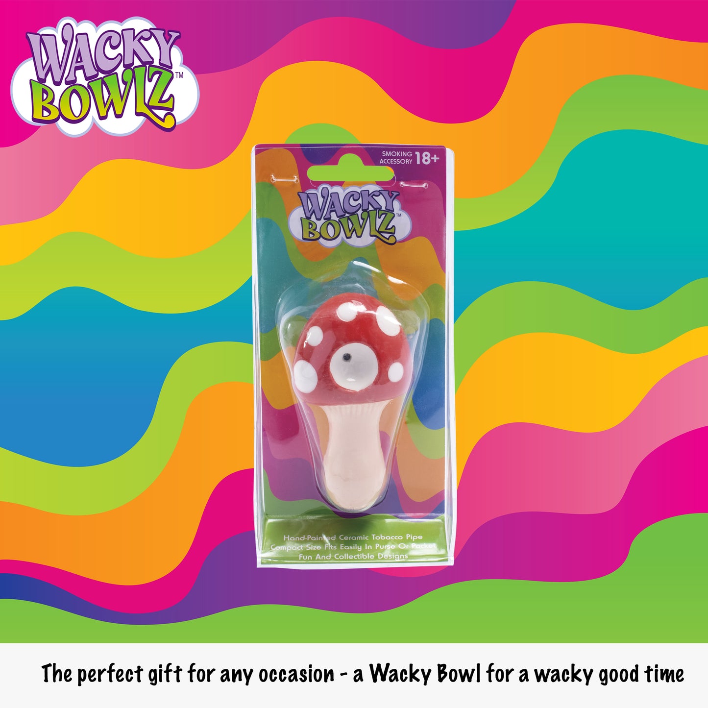 3.5" Red Mushroom Ceramic Pipe from Wacky Bowlz