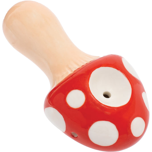 3.5" Red Mushroom Ceramic Pipe from Wacky Bowlz