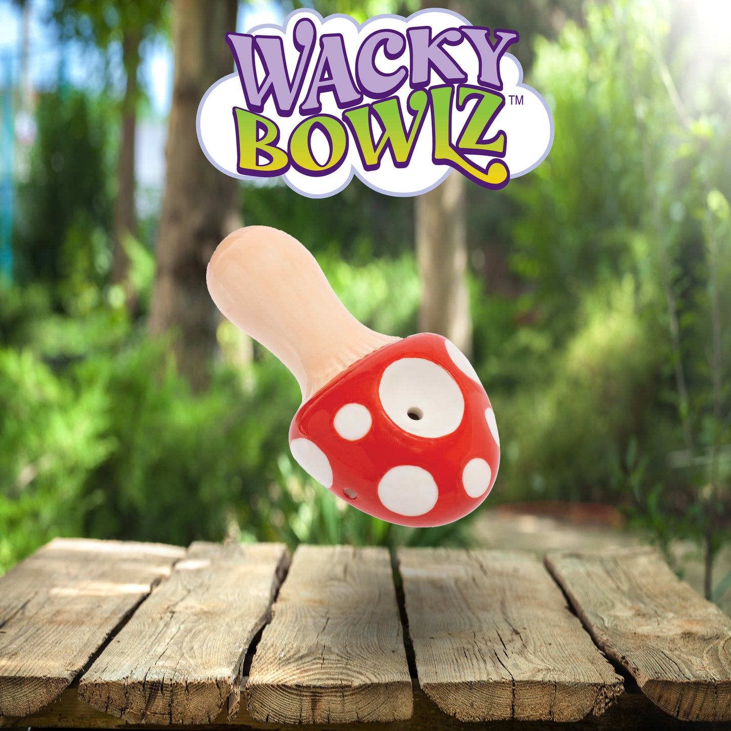 3.5" Red Mushroom Ceramic Pipe from Wacky Bowlz