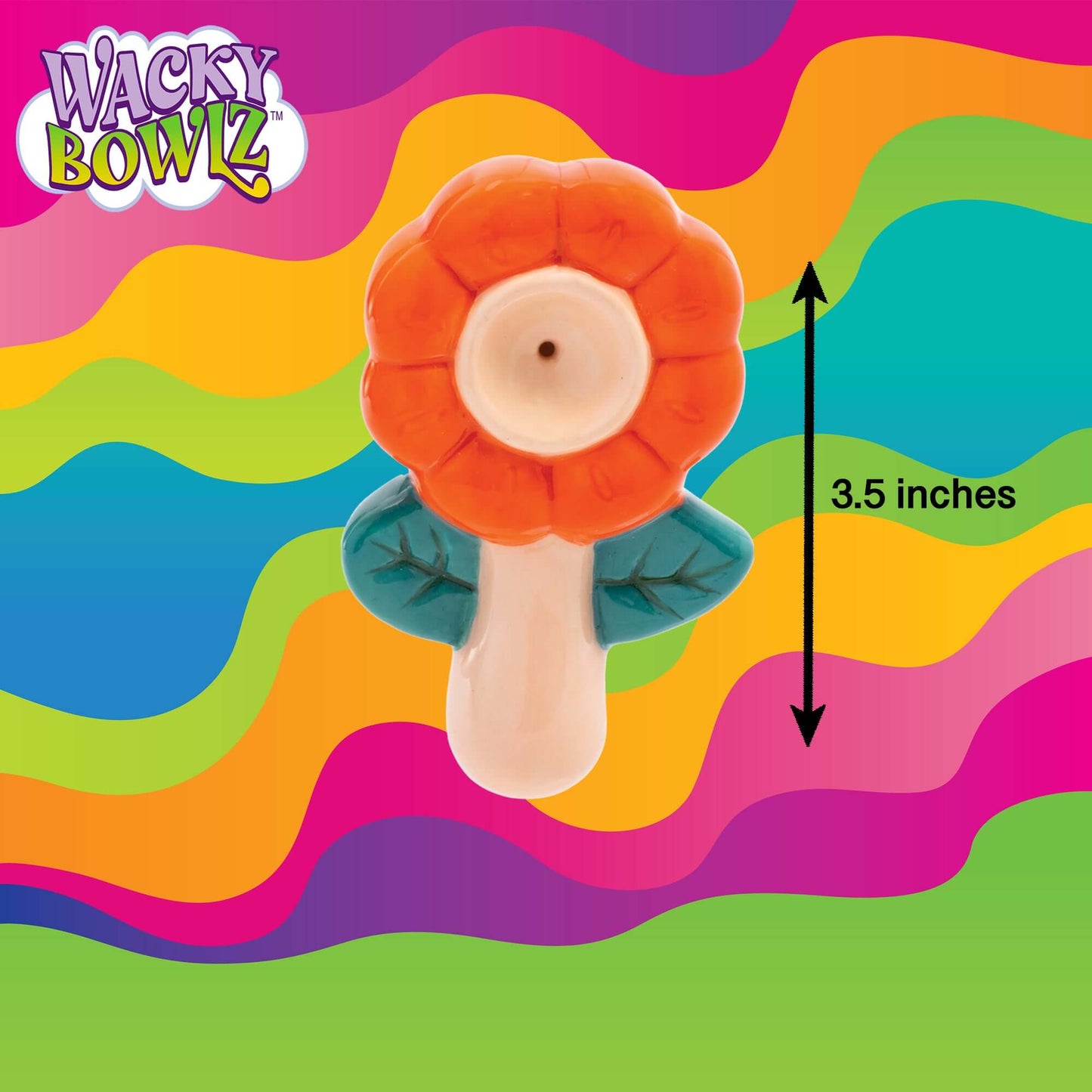 3.5" Orange Flower Ceramic Pipe from Wacky Bowlz