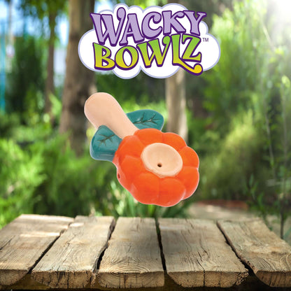 3.5" Orange Flower Ceramic Pipe from Wacky Bowlz