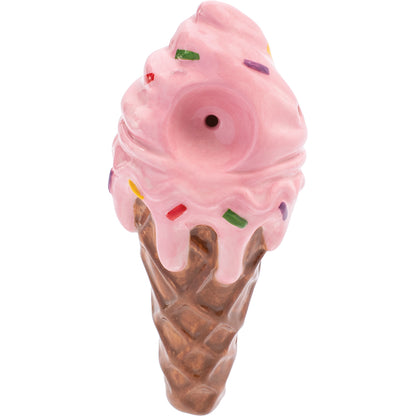 3.5" Pink Ice Cream Ceramic Pipe - Wacky Bowlz