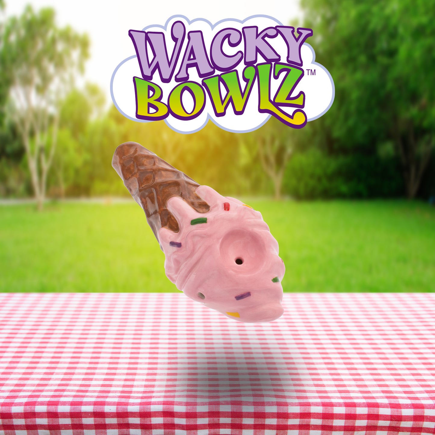 3.5" Pink Ice Cream Ceramic Pipe - Wacky Bowlz