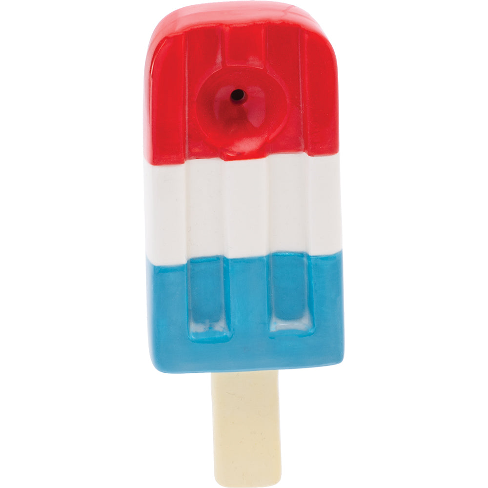 3.5" Red White & Blue Popsicle Ceramic Pipe - Wacky Bowlz