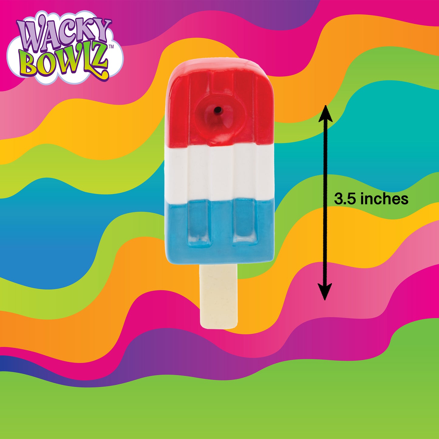 3.5" Red White & Blue Popsicle Ceramic Pipe - Wacky Bowlz