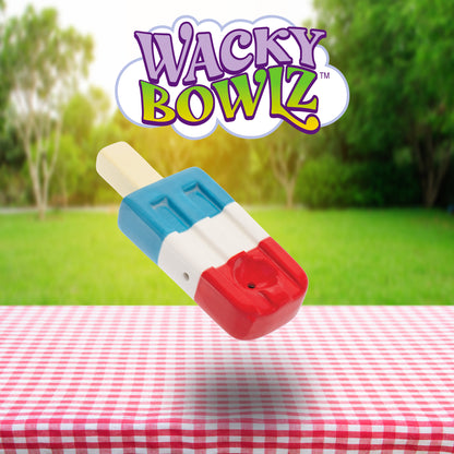 3.5" Red White & Blue Popsicle Ceramic Pipe - Wacky Bowlz