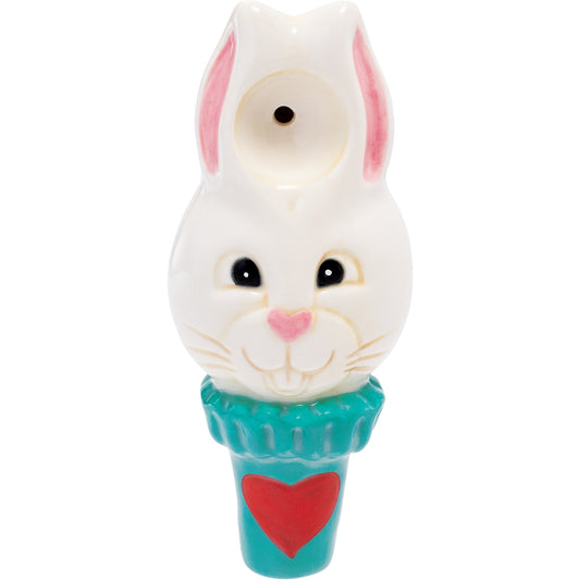 3.5" White Rabbit Ceramic Pipe - Wacky Bowlz