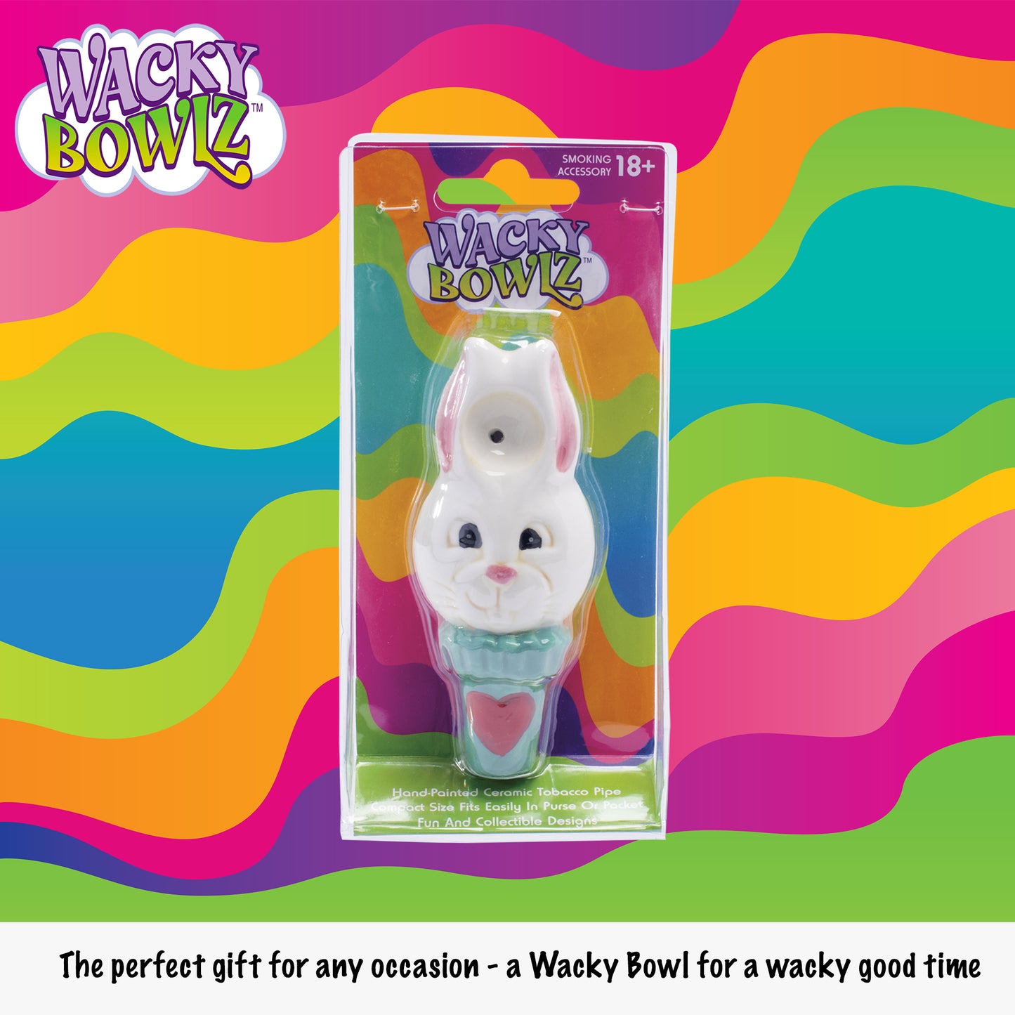 3.5" White Rabbit Ceramic Pipe - Wacky Bowlz