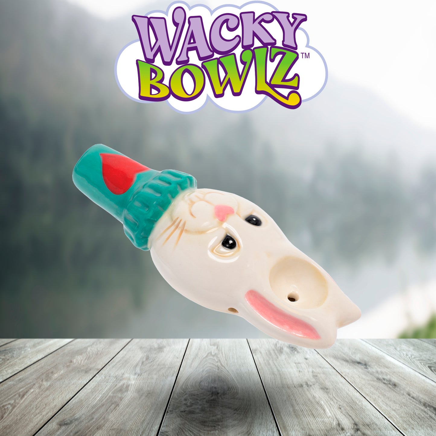 3.5" White Rabbit Ceramic Pipe - Wacky Bowlz