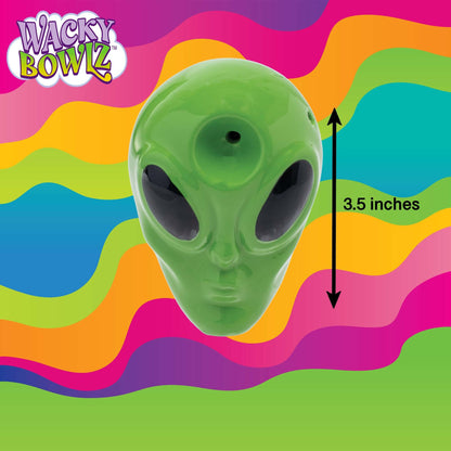 3.5" Green Alien Ceramic Pipe - Wacky Bowlz