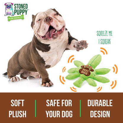 Best Buds Pot Leaf Plush Dog Toy - Funny 4/20 Themed- Durable and Safe Non-Toxic Materials -Soft Texture