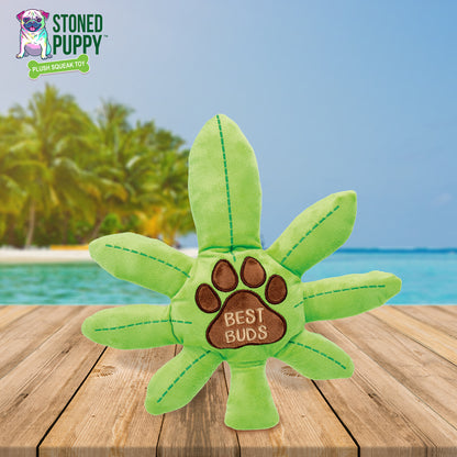 Best Buds Pot Leaf Plush Dog Toy - Funny 4/20 Themed- Durable and Safe Non-Toxic Materials -Soft Texture