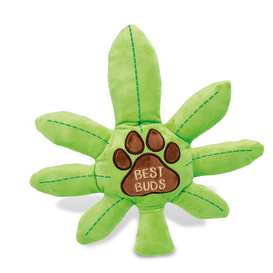 Best Buds Pot Leaf Plush Dog Toy - Funny 4/20 Themed- Durable and Safe Non-Toxic Materials -Soft Texture