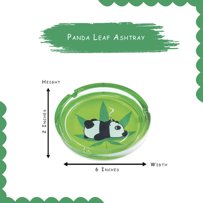 6.0" Extra Large Panda Leaf Glass Ashtray, Perfect for Smoking Lounges, Patios, and Outdoor events - Durable and Easy to Clean