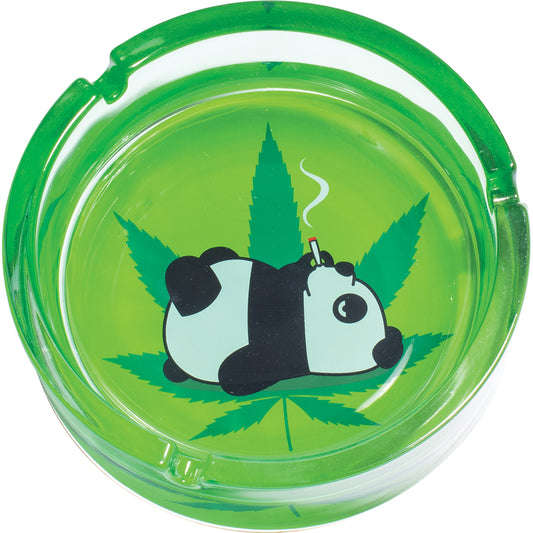 6.0" Extra Large Panda Leaf Glass Ashtray, Perfect for Smoking Lounges, Patios, and Outdoor events - Durable and Easy to Clean