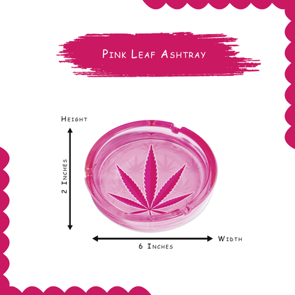 6.0" Extra Large Pink Leaf Glass Ashtray, Perfect for Smoking Lounges, Patios, and Outdoor events - Durable and Easy to Clean