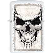 Zippo Windproof Metal Design Fire Lighter - Lifetime Refillable, Reusable Lighter for Smokers – Genuine Premium, Durable, Heavy Quality Chrome Finish Case - White Skull Head