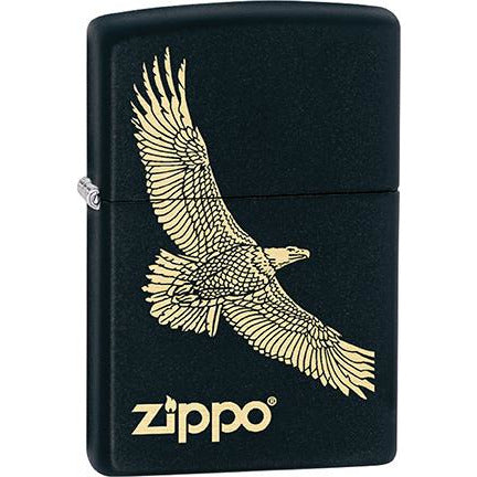 Zippo Windproof Metal Design Fire Lighter - Lifetime Refillable, Reusable Lighter for Smokers – Genuine Premium, Durable, Heavy Quality Chrome Finish Case - White Eagle on Black Base.